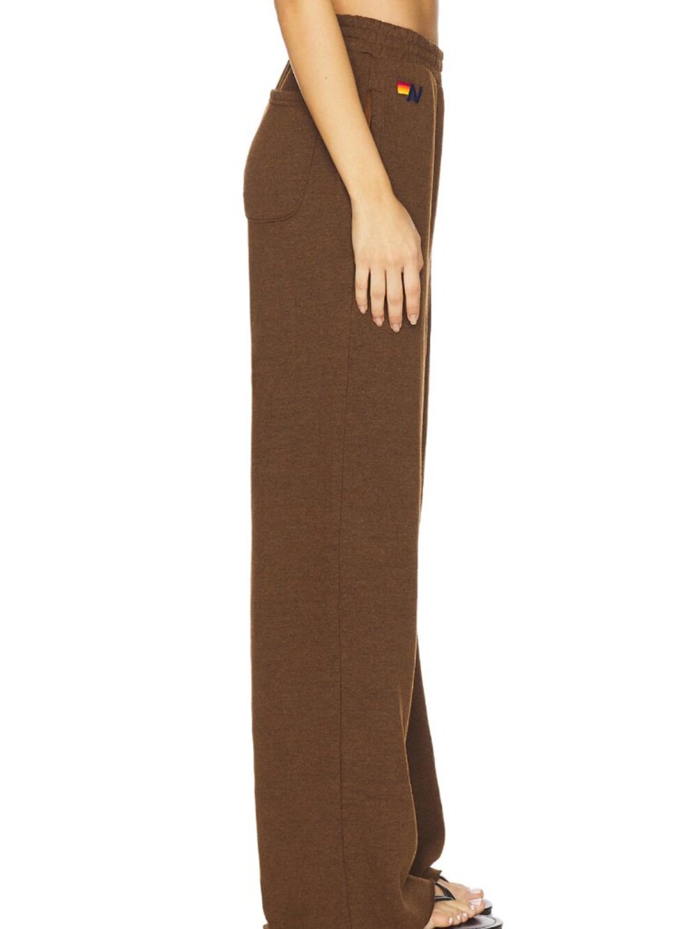 NEW Aviator Nation Wide Leg Pocket Sweatpant Chocolate Brown Sweats Pants Jogger - Picture 3 of 9